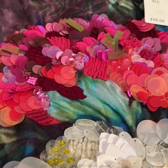 NWT ANTHROPOLOGIE Satin Beaded Tote - Picture 4 of 9